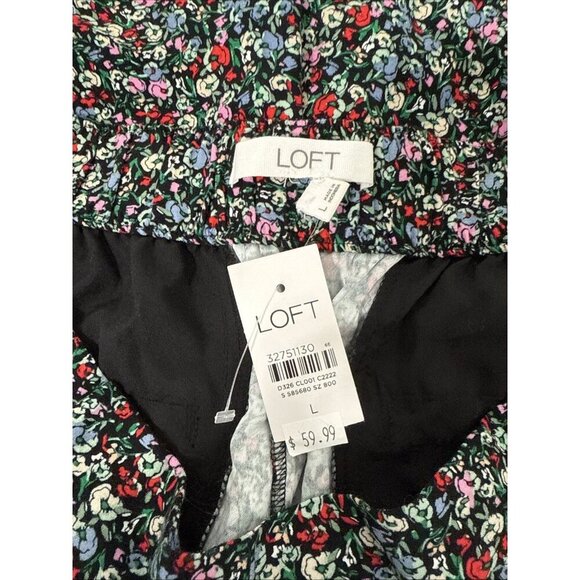 LOFT Size L Fluid Pull On Shorts Floral Print High Rise Pockets NWT - Picture 4 of 12